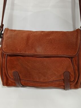 Vintage Phillippe Leather & Suede Flap Crossbody Bag Cognac 70s Boho Western
